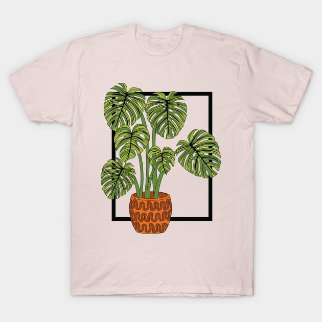 Simple modern monstera plant T-Shirt by Doodle Workshop